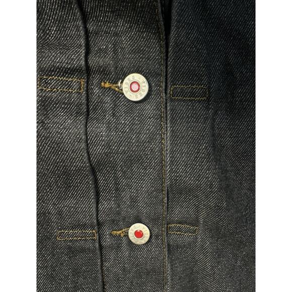 Vintage Y2K Vibes Black Blue Denim Button Up Jacket XXL - Picture 2 of 6